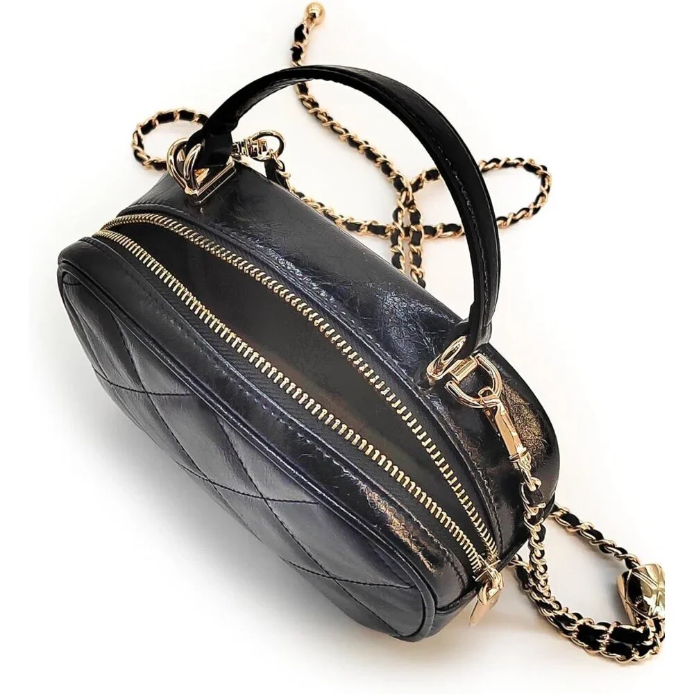 Genuine Leather Crossbody Bag Small Compact Adjustable Chain for Women